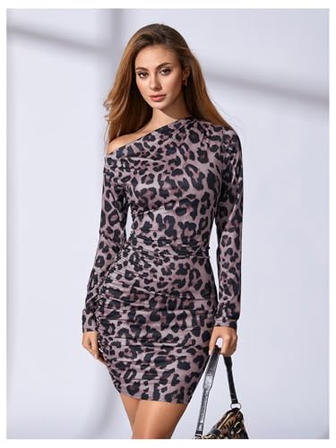 Image of RoseSeek Women's Off Shoulder Ombre Tie Dye Bodycon Dress Long Sleeve Slim Fit Pencil Mini Dresses