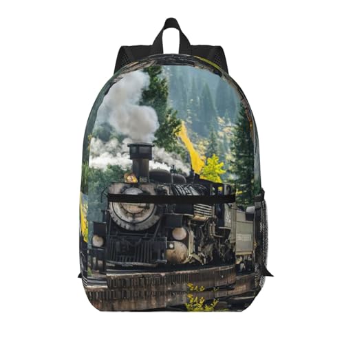 Sac à dos d'école léger EdWal avec motif train à vapeur et poche avant
