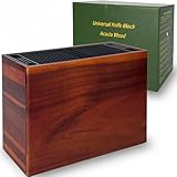 XXL Detachable Universal Knife Block for 28+ Knives, Acacia Wood Holder with Unique Easy-Clean Slots, Hygienic Countertop Storage, Dual Slots for Scissors & Sharpening Rod
