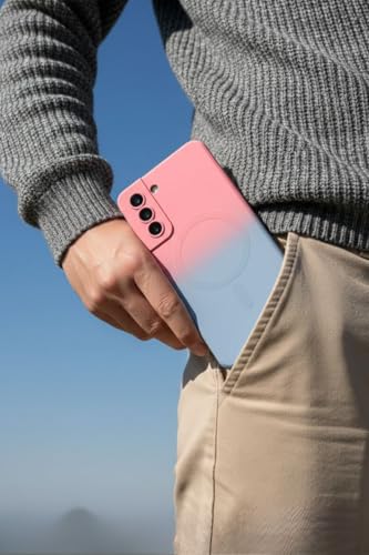 Image of amazon basics Gradient Mag-Safe Case for Samsung Galaxy S21FE 5G | Soft Silicone Shockproof Cover with Camera Protection | Slim Lightweight Design | Smooth Touch & Durable - Pink & Blue