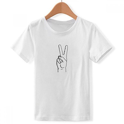 T-Shirt Blanc pour Les Garçons DIYthinker avec Motif Dessin Victoire Taille M