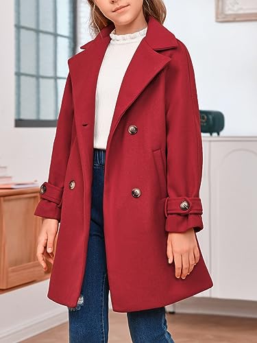 rrhss Girls Wool Blend Coat Double Breasted Classic Jacket Spring Fall Outwear Dress Coats With Pockets3
