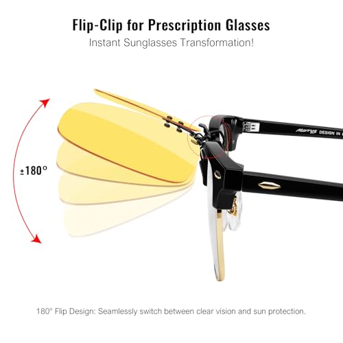 Image of MERRY'S Polarized Clip on Sunglasses Flip Up Metal Clip Attachments for Prescription Glasses