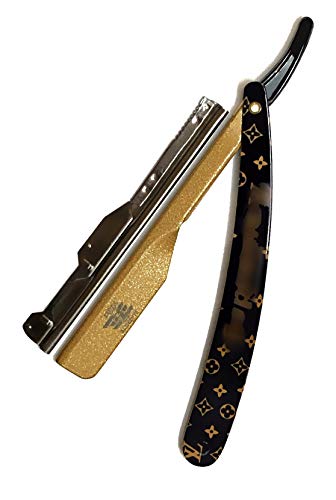 Straight Razor Barber Razor Double Edge Straight Edge - Black and Gold Hair Shaving Blade - All Pupose