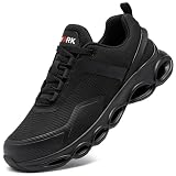 LARNMERN Zapatos de Seguridad para Hombre Zapatillas de Seguridad Calzado de Trabajo Ligeros Protección Comodidad Mode Transpirabilidad (Cuero Negro,40EU)