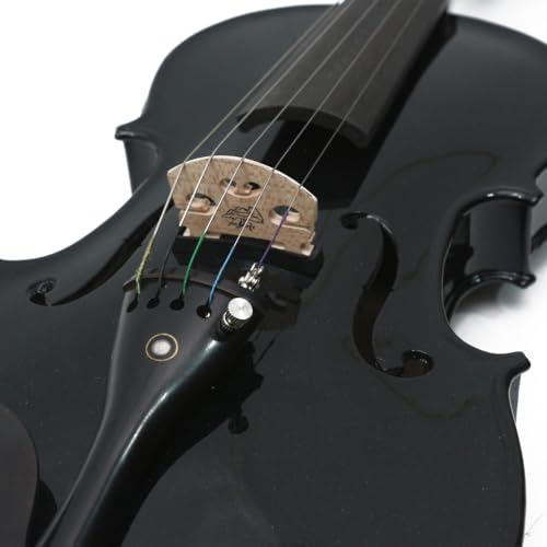 Image of Acoustic Electric Violin 4 /4 Full Size, 5 string Solid Maple Spruce with Ebony Fittings, Free Case and Bow, Beginner Kit for Adults (Black)