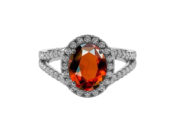 Hessonite naturelle de 9,50 carats d'exception plaquée argent