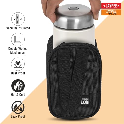 Image of Jaypee Plus Nutri Jar Stainless Steel Vacuum Insulated Food Jar With Bag & Spoon|Hot And Cold Thermal Flask|Double Walled Scratch Resistant Ideal for Office, School, Gym & Travelling | 550 ml, Ivory