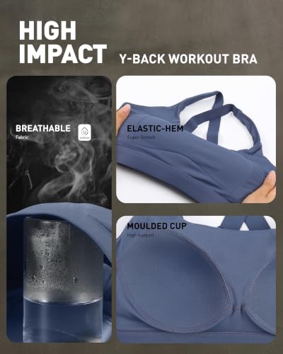 Image of RUNNING GIRL High Impact Sports Bras for Women, Adjustable Straps Bra High Support Workout Bra with Sewn in Pads