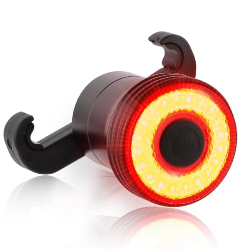 Feu Arrière Vélo Intelligent, Détection de Freinage, Marche/Arrêt Automatique, Lampe Velo 22 LED Puissantes, 5 Modes Éclairage, Rechargeable USB C, IP65...