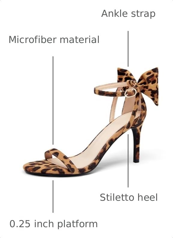 Image of Coutgo Womens Ankle Strap High Heels Open Toe Stiletto Bow Tie Knot Heeled Sandals Fashion Wedding Dress Pump Shoes