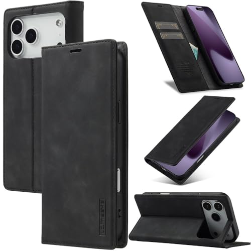 Étui iPhone X/XS noir étui portefeuille cuir à rabat magnétique pour téléphone