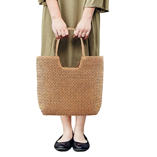 Sacca da spiaggia di paglia da donna borsetta sacca da estiva con spalla intrecciata per per viaggia