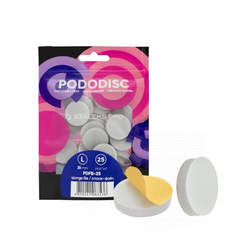 STALEKS PRO Pododisco 25 Discos abrasivos adhesivos con base soft de 25mm (L) para torno de uñas. Especial pedicuras (Buffer Pulidor)