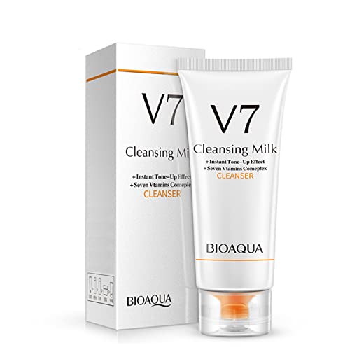 BIOAQUA Facial Cleansing Milk Cleanser V7 Deep Hydration Moisturizing Smooth Seven Vitamins Effect 100g/ 3.53oz