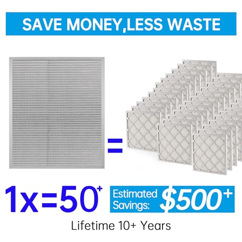 Image of UBeesize 18x20x1 Reusable Electrostatic Air Filter HVAC AC Furnace Filter,MERV 8,Washable,Lasts a Lifetime,Permanent Air Filter,Breathe Fresher,Home And Office(Actual Size:17.52x19.61x0.82Inch)
