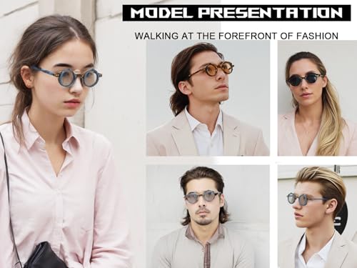 HYLLE Retro Flip-Up Round Goggles Seampunk Sunglasses for Men Women 90s Style2