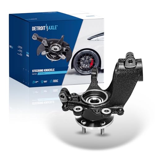 Detroit Axle - 2.0L Front Left Steering Knuckle for 12-18 Ford Focus, Driver Side Steering Knuckle with Wheel Bearing Hub Assembly 2012 2013 2014 2015 2016 2017 2018 [Naturally Aspirated] Replacement