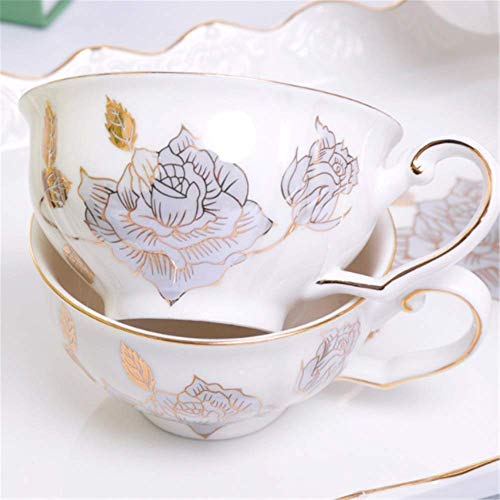 BXU-BG Servicio de té del patrón del juego de té de flores 8 Piezas accesorio de oro té de la tarde Vaso Juego de café… - Imagen 3