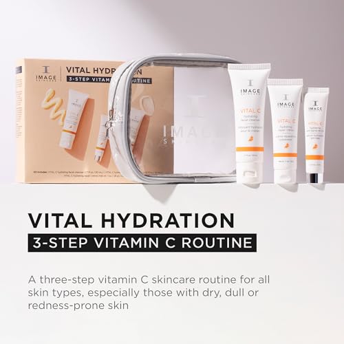 IMAGE Skincare, VITAL HYDRATION 3-Step Vitamin C Routine, Made with Hyaluronic Acid for Anti-Aging, Dry, Dull Skin, 1.7fl oz, 1fl oz, 0.5fl oz Bottles