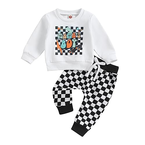 Image of JLKGICF Baby Boy Thanksgiving Outfit Turkey Letter Print Pullover Sweatshirt Elastic Waist Pants 2 Piece Set for Fall