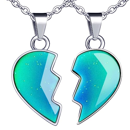 MicVivien BFF Collier d'Amitié pour 2 Filles, Meilleurs Amis Coeur Pendentif Chaîne Colliers avec changements de Couleur à différentes températures,...