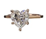 SliverDia 2 Ct Heart Cut Diamond Classic Solitaire Wedding Engagement Ring For Women 14K Yellow Gold Plated 925 Sterling Silver Handmade Beautiful Proposal Anniversary Ring Gift For Her