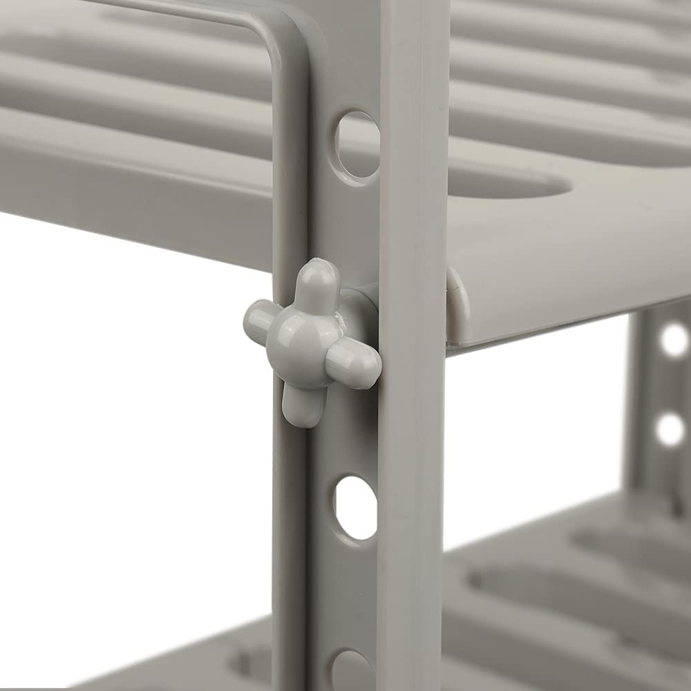 Scaffale Sottolavello Stoviglie– Stoviglie Ripiano PP rack estensibile organizzatore sotto il lavello scaffale espandibile di stoccaggio, 2 livelli, per cucina, bagno-38-70*26*38 cm (grigio)