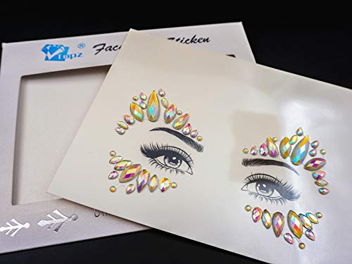 Miniatura 4 de Joyas faciales para mujer, gemas autoadhesivas de Halloween, tatuaje temporal fluorescente, joyas de cara y cuerpo para festivales de música, fiesta