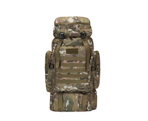 Mochila masculina feminina de grande capacidade de 80 litros, para caminhadas ao ar livre, mochila t?tica Molle, mochila militar acampamento (camuflada 2)