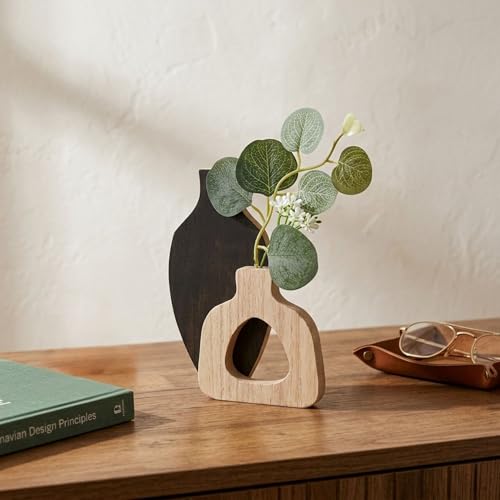 Image of CraftVatika Wooden Decoratve Showpiece for Home Decor Artificial Flower Holder Home Decoration Items for Living Room Wall Shelf Corner Tabletop Birthday Housewarming for Man Woman