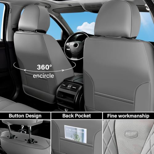 Image of Coverado Car Seat Covers, Front Seat Covers Front, 2 Pack Waterproof Car Seat Covers Universal Fit for Most Cars SUV Trucks (Front,Gray)