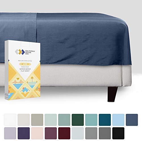 California Design Den Flat Top Sheet Only - King Size Indigo Navy Blue