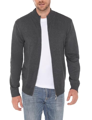 iClosam Cárdigan de Punto para Hombre con Cremallera de Punto Fino cárdigan Cuello Alto suéter de Invierno cálido Abrigo de Invierno, Gris, XXL