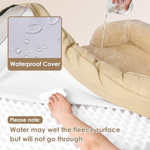 Image of EHEYCIGA Orthopedic XL Dog Beds, Waterproof Memory Foam Dog Bed for Extra Large Dogs, Non-Slip Bottom and Egg-Crate Foam Big Pet Couch Bed with Washable Removable Cover, Graige