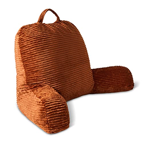 MERIDIA Cojin de Lectura (Pana) | Respaldo para Cama, Sillon y Almohada Extra Viscoelástica | Cojines para Leer Forma Triangular con Reposa Brazos y Relleno en Sofa Estilo Grande para Abrazar (Marrón) Cover