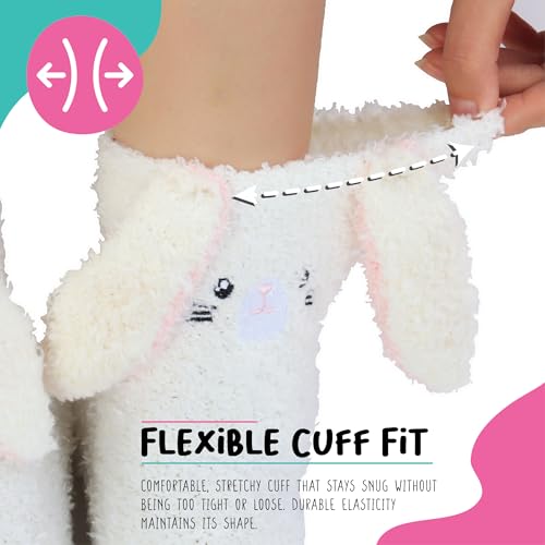 Image of POPCRAZE Novelty Fuzzy Bunny Socks Unisex Soft Plush Cozy