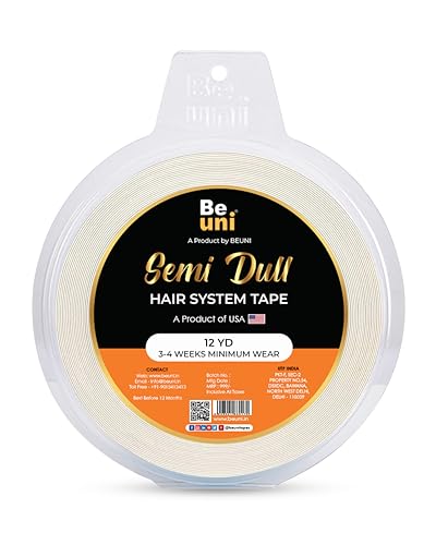 Image of Semi Dull Hair Patch Tape For Men Super Hold No Shine Hair Patch Tape Waterproof Wig Tape Skin Safe Medical Grade Adhesive Roll 12 Yards Long Lasting Hold Up To 2-4 Weeks
