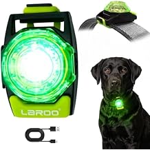 LaRoo Dog Collar Light, 13g Ultra-Light USB Rechargeable LED Dog Lights, IPX6 Waterproof 3 Modes Clip-On Pet Safety Light for Night Walking, Hiking & Camping -Green