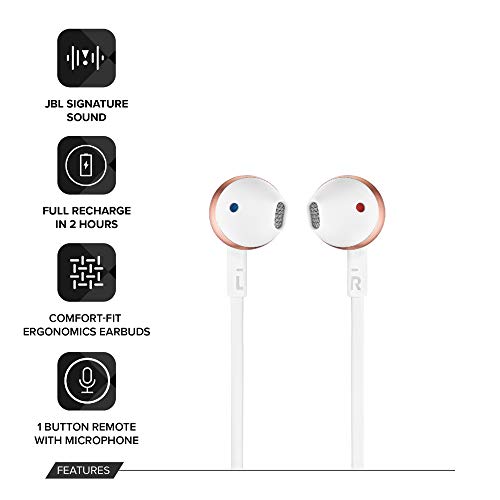 Jbl T205Bt Wireless In-Ear Headphones With Three-Button Remote And Microphone (Rose Gold) #TOP2