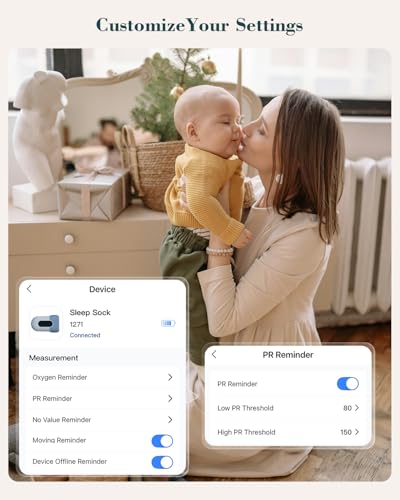 BabyO2 Smart Baby Monitor, Sleep Sock Monitor with Sleep Pattern Analysis, Real-Time Tracking of O2 Oxygen Saturation, Heart Rate, Base Station Included, Wearable Oximeter for 0-3 Years Old - Image 5