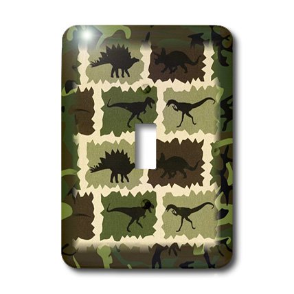 Dinosaures sur vert et marron camouflage interrupteur au design préhistorique unique