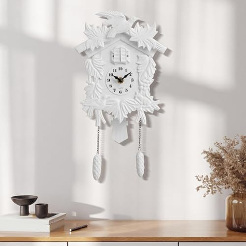 Reloj de cuco de diseño retro artístico con péndulo blanco T52 3