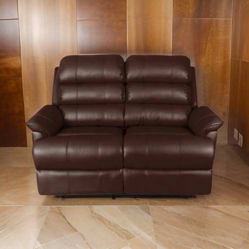 Image of Recliner Sofa 2 Seater - Manual Leatherette Design with Plush Support, Includes 5-Year Warranty for Optimal Comfort and Longevity