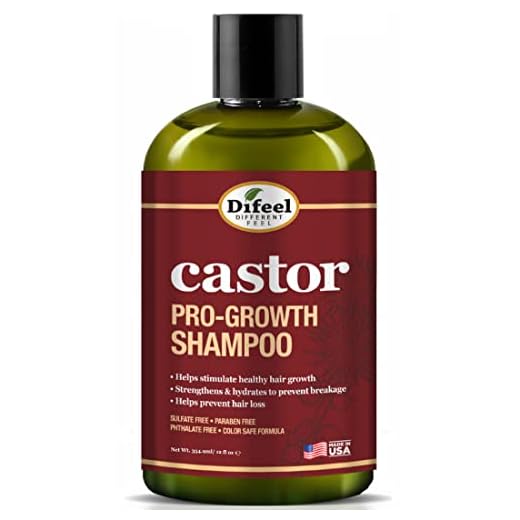 Difeel Castor Pro-Growth Shampoo 12 oz. - Made with Natural Castor Oil for Hair Growth, Sulfate Free Shampoo