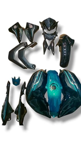 Image of Jai Shree Balaji Auto Parts FZ S V2 Bike Body Kit, Complete Body Panel Kit, Black and Blue