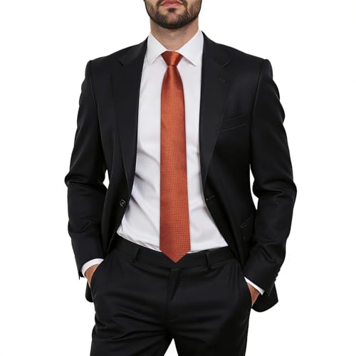 Image of Hi-Tie Zipper Ties for Men Pre-tied Tie Set Lapel Pin Pocket Square and Cufflinks Formal Business Wedding Adjustable Necktie