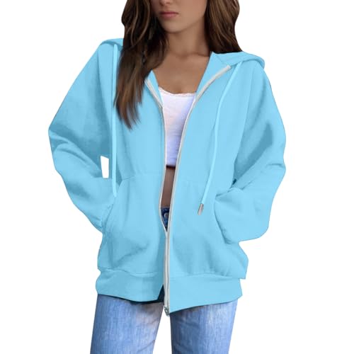 Zip Up Hoodie Women Casual Oversized Sweatshirts - Fall Fashion Fleece Lined Jacket - Thick Warm Coat Winter Clothing
