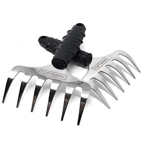 TOFTMAN Pulled Pork Claws Meat Shredding Claws Chicken Shredder Tool Stainless Steel Shredder Fork BBQ Meat Rakes Outdoor Cooking Tools and Accessories Dishwasher Safe Grilling Gadgets