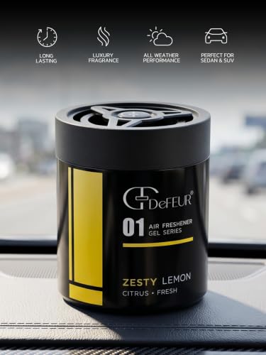 Image of Zesty Lemon Gel Car Perfume 140g | Long Lasting Citrus Car Air Freshener for Dashboard | Premium Gel Car Freshener | Odor Neutralizer | Fresh Lemon Fragrance | Pack of 2